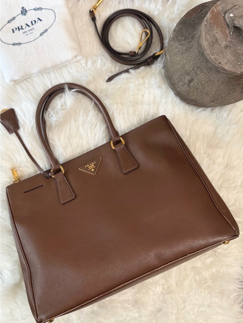 PRADA LARGE DOUBLE ZIP TOTE SAFFIANO BAG